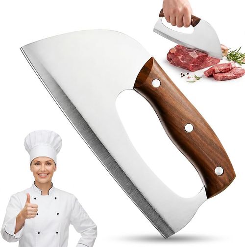 premium hand-forged chef's knife and meat cleaver set, suitable for home cooking, camping, and slicing or chopping meat, fruits, vegetables, pizza, and barbecue.