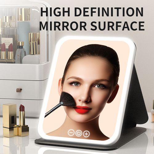 Makeup Mirror Intelligent Touch Control Makeup Mirror,3-Color Intelligent dimming,Type-C Desktop high-Definition,Home or Travel Beauty Mirror