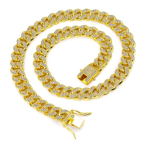 🔥13mm  full diamond ice Cuban chain  gold plated silver plated  unisex hip hop50cmlong