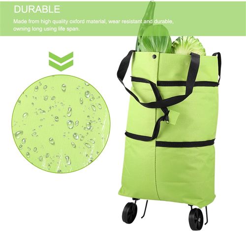 2-in-1 Foldable Shopping Bag with Wheels – Portable Grocery Cart Tote