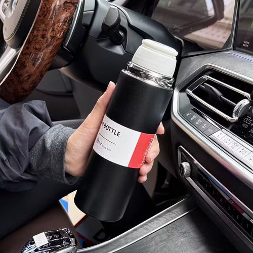 Coffee Thermo Bottle -Vacuum-Insulated Stainless Steel Travel Mug, 16oz Insulated Bottle with Cup for Hot & Cold Drink Travel Mug (black, Three Cup)