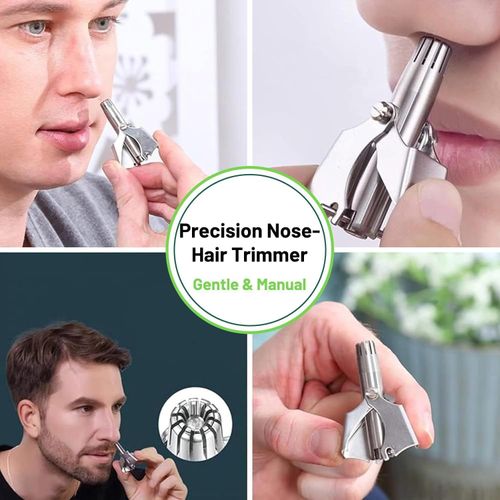 Manual Nose & Ear Hair Trimmer Set - Stainless Steel & No Battery Needed