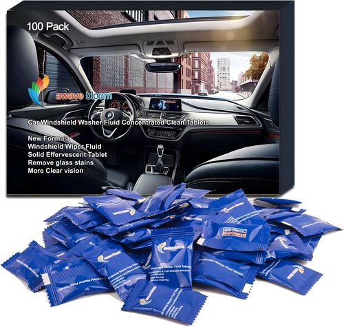 100 Pieces Car windshield washer fluid Concentrated Clean Tablets,New Formula windshield wiper fluid Solid Effervescent Tablet.Remove glass stains,Clear vision