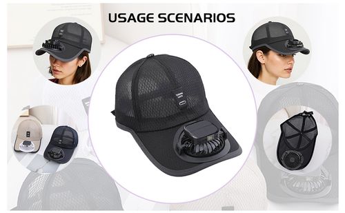 Breathable Solar-Powered Fan Baseball Cap（1PCS black）