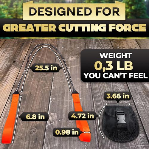 Manual Chain Saw - Survival Pocket Chainsaw with Bag | Manganese Steel 63.5cm Folding Tree Saw with Bidirectional Teeth, a Must-Have for Camping Gear, Survival Gear, or Emergency Setups