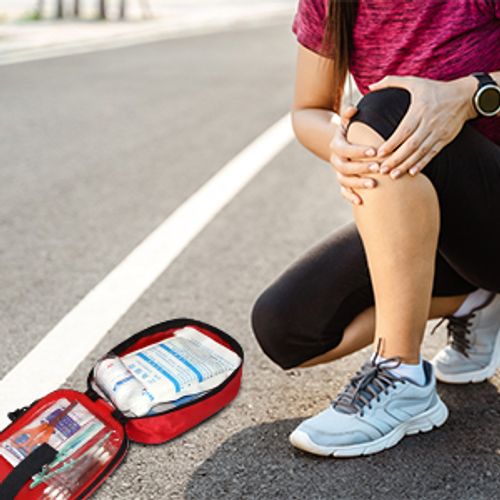 Red First Aid Kit, Empty Travel Rescue Bag, First Aid Kit, First Aid Kit, First Aid Kit, Suitable for Cars, Homes, Offices, Kitchens, Sports, Outdoors (Red, with Folder)