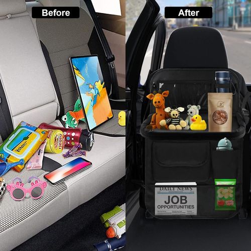Car Backseat Organizer, Seat Back Cover with 10 Storage Pockets and 11-inch Tablet Holder, Waterproof Backseat Protective Cover