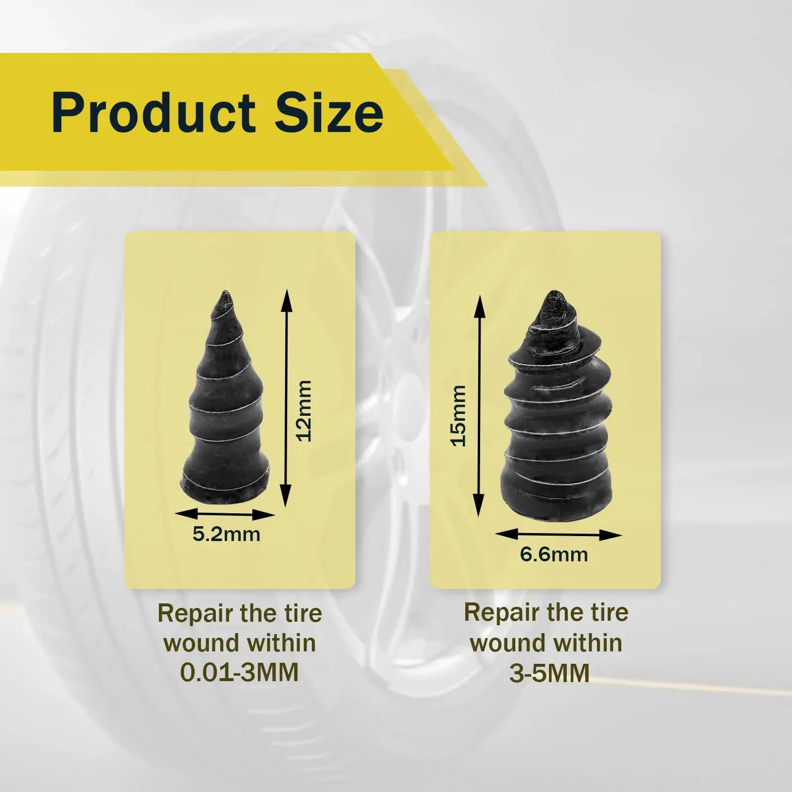 🔥Tire Repair Rubber Plug Set, two sizes, screw-in tire repair plugs, comes with box and screwdriver, quick DIY tire repair tool, 21 tire repair plugs per set. 🚚