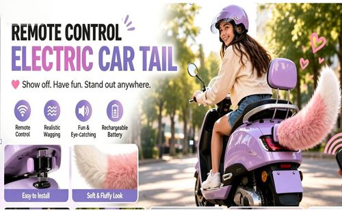 Remote Control Electric Car Tail, Rechargeable 3 Modes with Voice & Vibration Wagging, Cute Fuzzy Wagging Moving Tail for Car Exterior Decoration