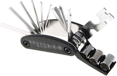 Bike Repair Tool Kit, 16-in-1 Foldable Multi Function Tool with Hex Wrench & Screwdriver, Portable Multitool Cycling Repair Tools for Motorcycle Bicycle Mountain Bike