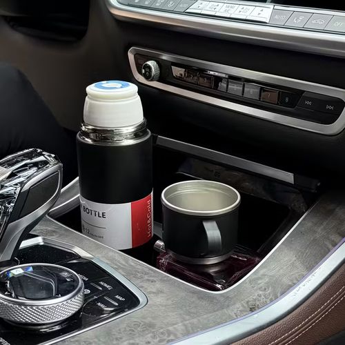 Coffee Thermo Bottle -Vacuum-Insulated Stainless Steel Travel Mug, 16oz Insulated Bottle with Cup for Hot & Cold Drink Travel Mug (black, Three Cup)