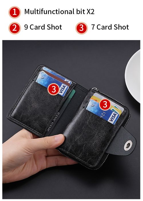 Men's Slim Zipper Wallet & Card Holder | Compact Cash Purse