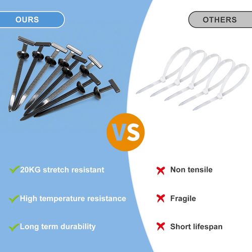 100Pcs Heavy Duty T-Head Cable Tie Buckles | Heat Proof Car Fender & Bumper Clip Replacements