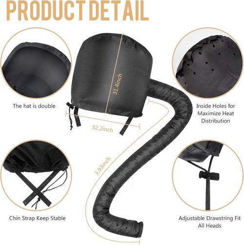 Soft Bonnet Hair Dryer Attachment with Hose, Speed Up Full Hair Drying, No Damage to Hair, Easy to Wear, Suitable for All Head Shapes