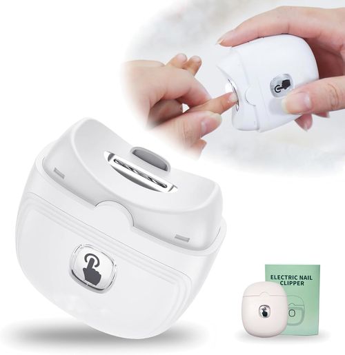 Electric Nail Clippers, USB Rechargeable Automatic Nail Clippers with Nail Clip Storage and LCD Light, Safe Electric Nail Trimmer for Adults, Elderly, Babies, Kids (White)