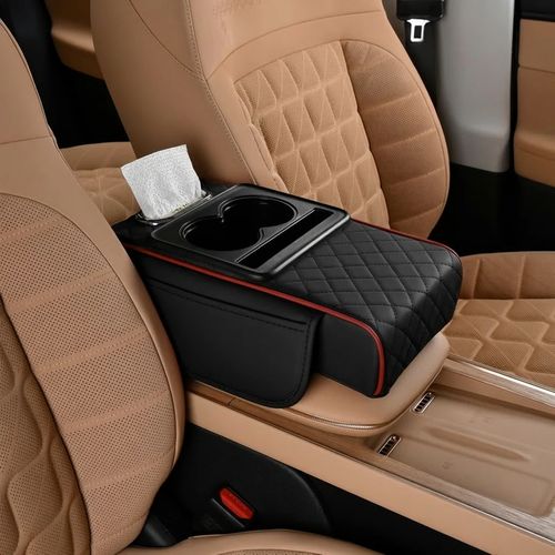 Multifunctional Car Armrest Organizer with Cup Holder & Built-In Storage
