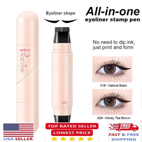 2 Packs black +brown！Rotating Dual-Ended Eyeliner Pen & Wing Stamp