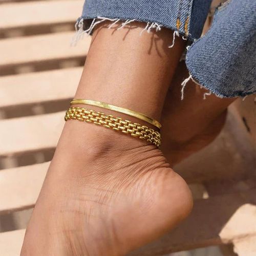 2pcs！14k Chunky Link Anklets