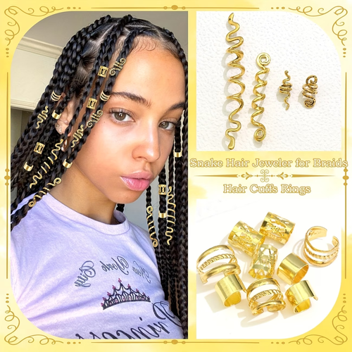 37pcs Golden Snake Hair Jewelry