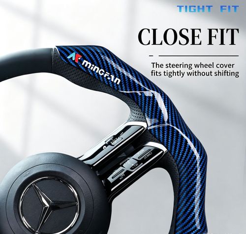 MF25 Card Type Steering Wheel Universal Carbon Fiber Pattern Steering Wheel Cover Thin Version, All-Season Non-Slip Wear-Resistant Men'S Summer Sports 5D New Style Cover