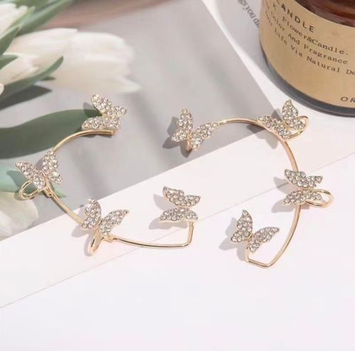 Zircon Golden Butterfly Earrings