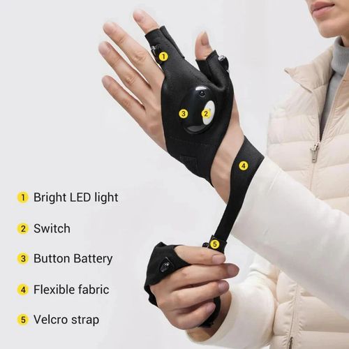 Hands-Free LED Flashlight Waterproof Gloves