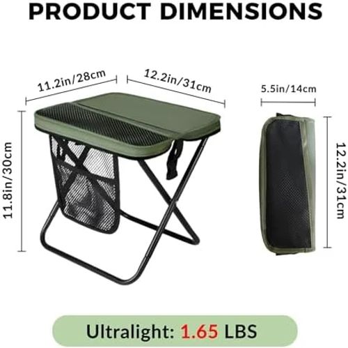 Portable Collapsible Stool - Folding Chair with Storage Pouch（khaki）