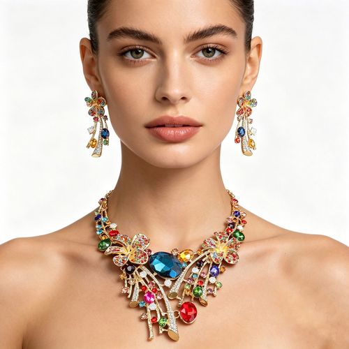 Floral Necklace and Earrings Set