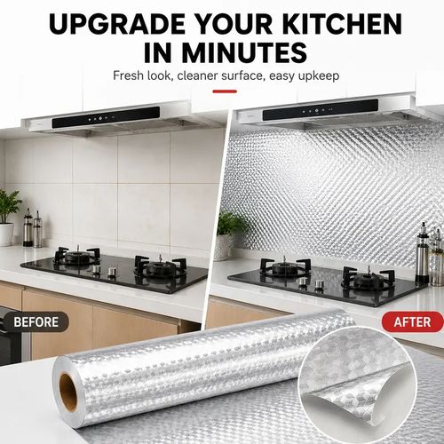 Self-Adhesive Aluminum Foil Kitchen Backsplash Wallpaper