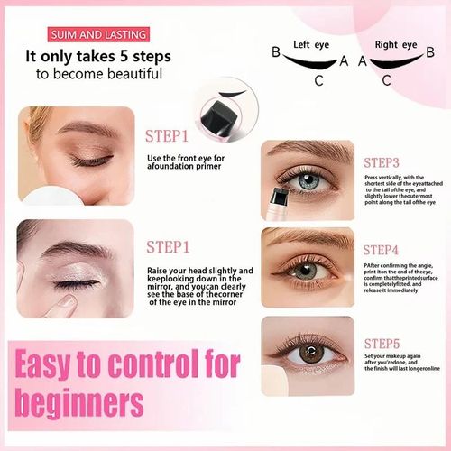 2 Packs black +brown！Rotating Dual-Ended Eyeliner Pen & Wing Stamp