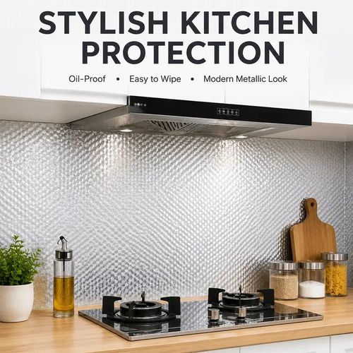 Self-Adhesive Aluminum Foil Kitchen Backsplash Wallpaper