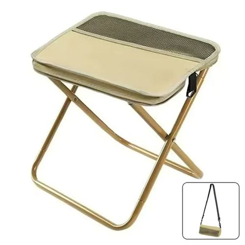 Portable Collapsible Stool - Folding Chair with Storage Pouch（khaki）