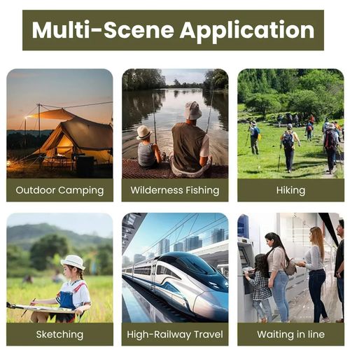 Portable Collapsible Stool - Folding Chair with Storage Pouch（khaki）