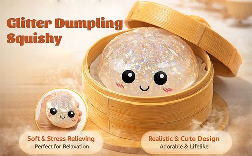 2 PACK！SGlitter Dumpling Squishy Steamer Squeeze Fun