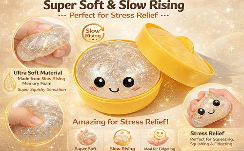 2 PACK！SGlitter Dumpling Squishy Steamer Squeeze Fun