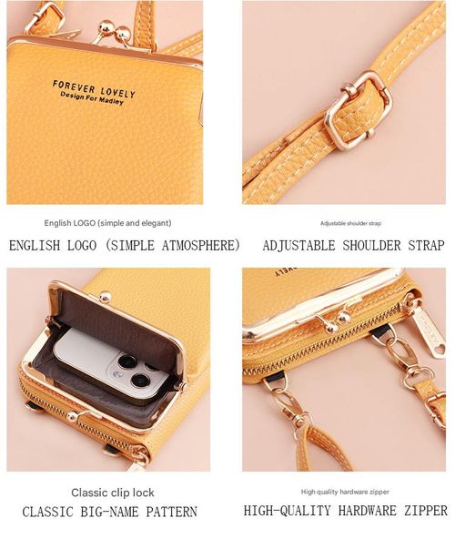 Waterproof Yellow Crossbody Phone Pouch - Portable Multi-Pocket Wallet for Women | Lightweight & Spacious with Vibrant Print