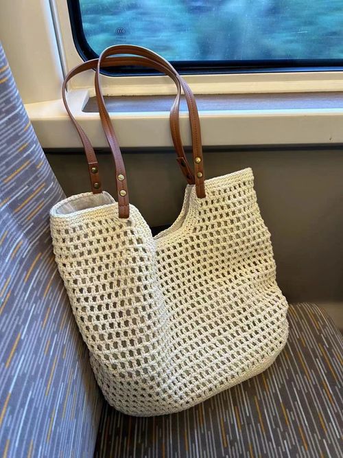 2025 Fashion Knit Tote Bag – Large Zippered Design for Beach, Office & Daily Use