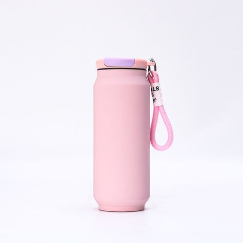 Pink Double-Wall Vacuum Insulated 500ml Thermos - Stylish 304 Stainless Steel Travel Mug | Jar-shaped design with handle for easy outdoor portability