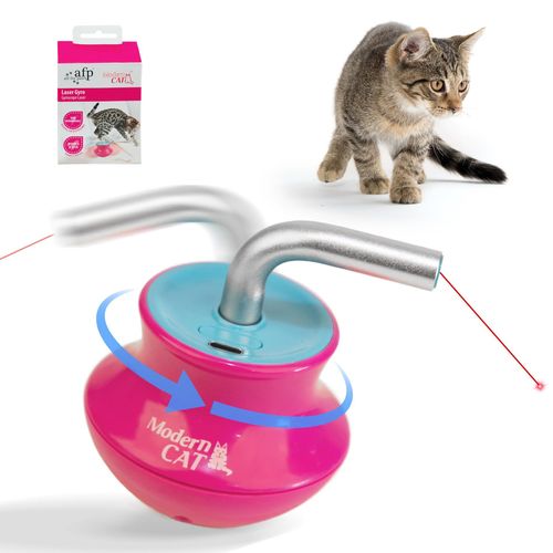 Whirl & Play Cat Toy - Auto-Spinning Wobble Laser w | Feather Teaser, 4-in-1 Funny Kitty Gym for Energy Burning Play (Blue)