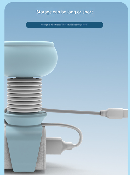 Single-pack blue cartoon-themed data cable storage box, a must-have for home and travel - Creative data cable storage clip, practical solution for anti-entanglement data cable storage