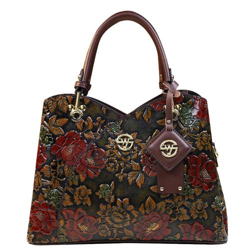 2025 Retro Luxe Tote: Vintage-Embossed PU Leather Mommy Bag - Structured Carryall with Gold Hardware