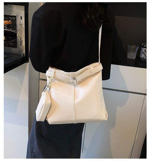 2025 New Off-White Tote Bag - Trendy Denim-Style Large-Capacity Bag for Women | Casual Versatile Bag for Student & Commute (Crossbody Convertible)