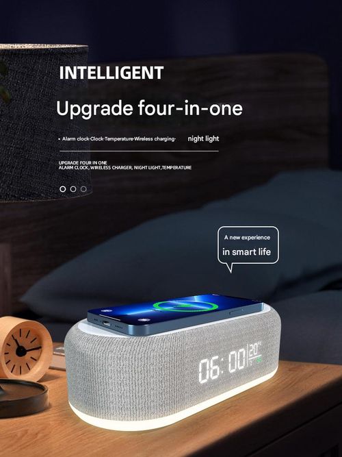 4-in-1 Wireless Charger - Alarm Clock, Thermometer & Night Light Combo | Fast-Charging Wireless Charging Station