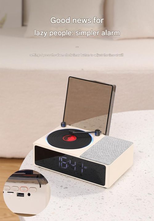 Beige New Creative CD Turntable Bluetooth Speaker - Wireless, Portable, Rechargeable | Multifunctional Bluetooth Audio Player for Indoor and Outdoor Use