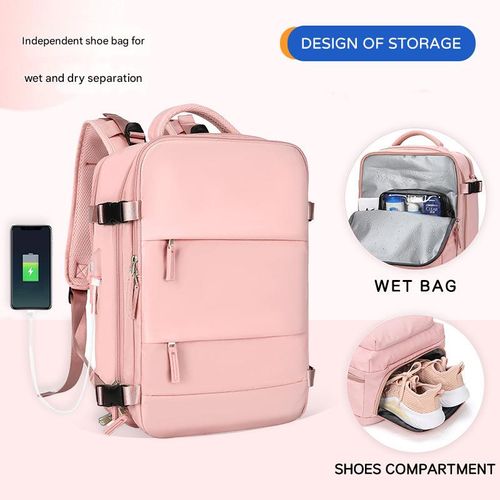 Mom's Expandable Power Backpack (Pink) - Quick-Access Charging Hub + Leakproof Pockets | Waterproof Nylon