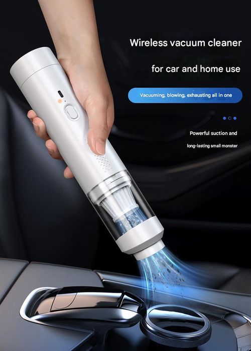 2-in-1 White Car Detailer - Dust-Free Pet Hair Remover w| Air Blower | Handheld Auto Cleaner