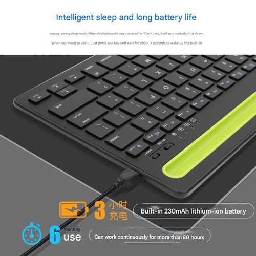 Wireless Bluetooth Keyboard with Groove Stand - for iPad, Android, Phone, PC (Black, Waterproof)