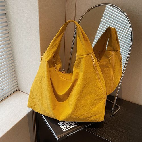 Yellow 2025 New Nylon Tote Bag for Women - Spacious with Multiple Pockets | Oversized Casual Shoulder Bag, Ideal for Shopping, Commuting & Travel