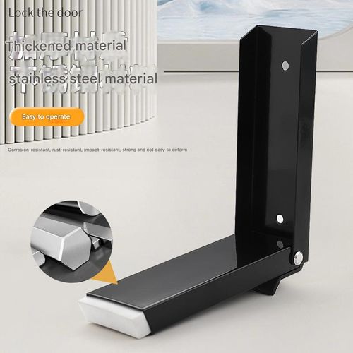 Creative Foldable Door Stopper - No Tools Wall Saver, Auto-Lock for Slamming | Windproof, Matte Black Universal Door Jam (2025 Upgrade)