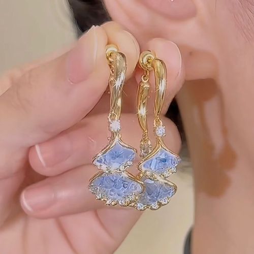 Fashion-Forward Ginkgo Leaf Earrings - Artisan Crafted Sapphire Blue Crystals, Curated Luxury for Everyday Elegance (2025 New Release)
